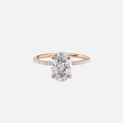  The Pave Low Profile Kamellie Oval Lab Diamond Ring 14k Rose Gold 001