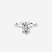  The Pave Low Profile Kamellie Oval Lab Diamond Ring 14k White Gold 001