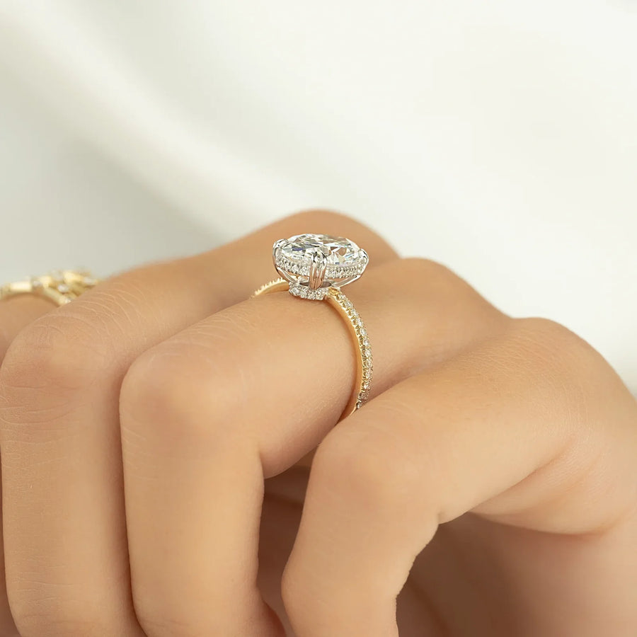  The Pave Low Profile Kamellie Oval Lab Diamond Ring 14k Yellow Gold 003 Final