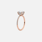  The Pave Low Profile Kamellie Oval Lab Diamond Ring 18k Rose Gold 002