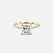 The Pave Low Profile Kamellie Princess Lab Diamond Ring 14k Yellow Gold 001