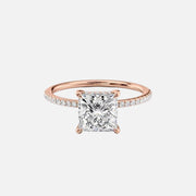  The Pave Low Profile Kamellie Princess Lab Diamond Ring 18k Rose Gold 001