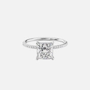  The Pave Low Profile Kamellie Princess Lab Diamond Ring 18k White Gold 001
