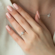  The Pave Low Profile Kamellie Princess Lab Diamond Ring 18k White Gold 003 Final