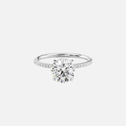  The Pave Low Profile Kamellie Round Lab Diamond Ring 14k White Gold 001