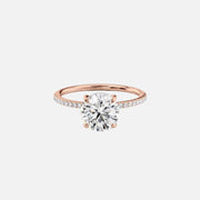  The Pave Low Profile Kamellie Round Lab Diamond Ring 18k Rose Gold 001