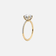  The Pave Low Profile Kamellie Round Lab Diamond Ring 18k Yellow Gold 002