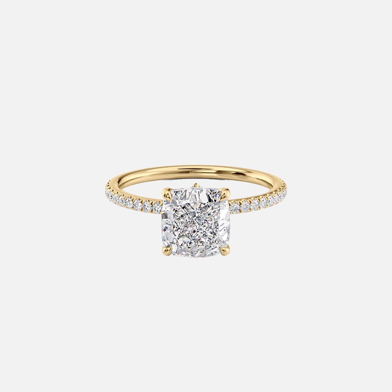 The Pave Luna Cushion Lab Diamond Ring 14k Yellow Gold 001