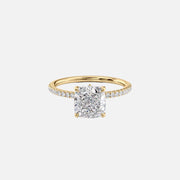 The Pave Luna Cushion Lab Diamond Ring 14k Yellow Gold 001