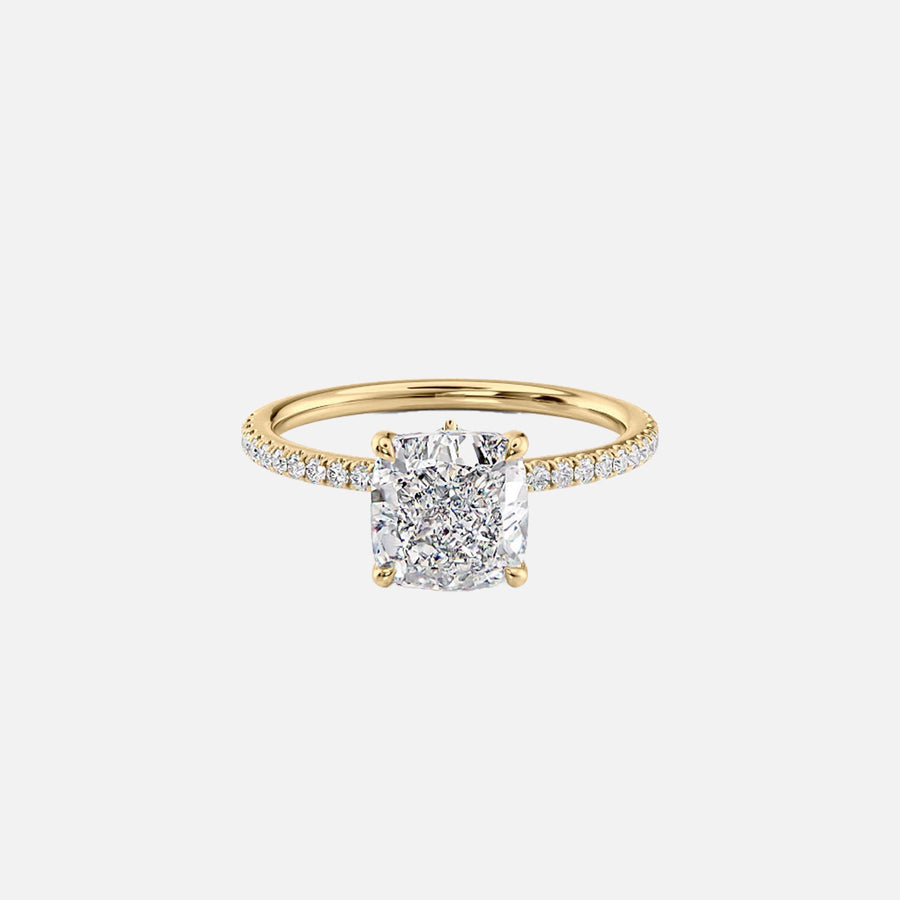 The Pave Luna Cushion Lab Diamond Ring 14k Yellow Gold 001