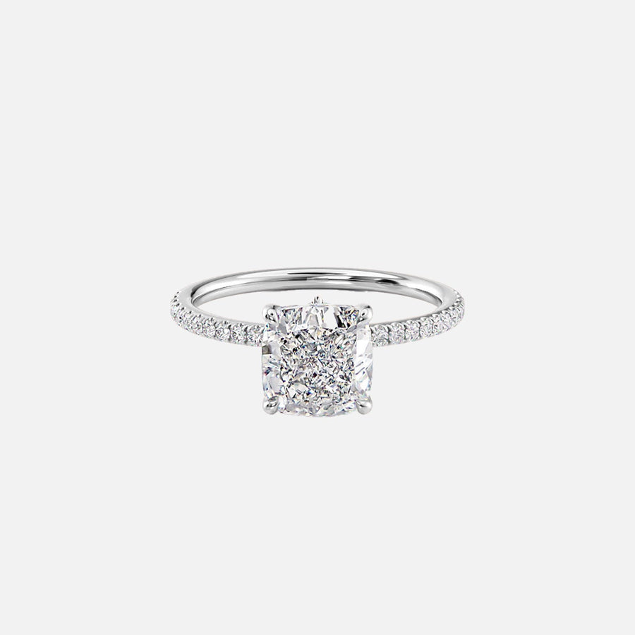  The Pave Luna Cushion Lab Diamond Ring 18k White Gold 001