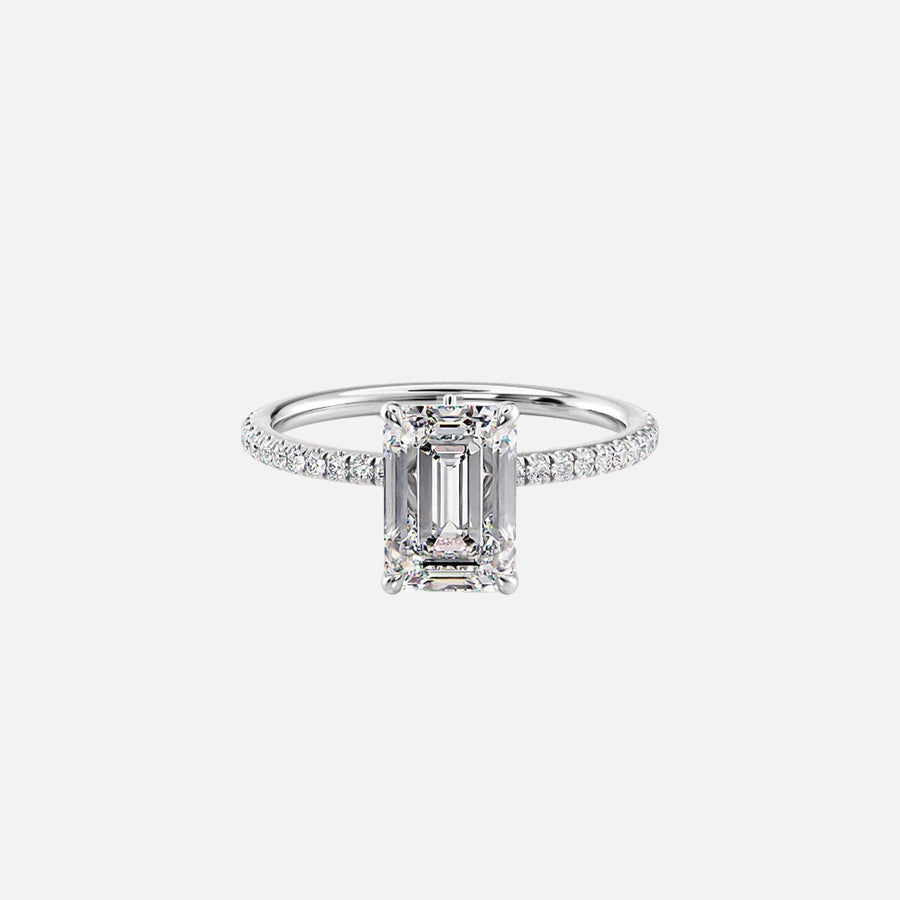  The Pave Luna Emerald Lab Diamond Ring 18k White Gold 001