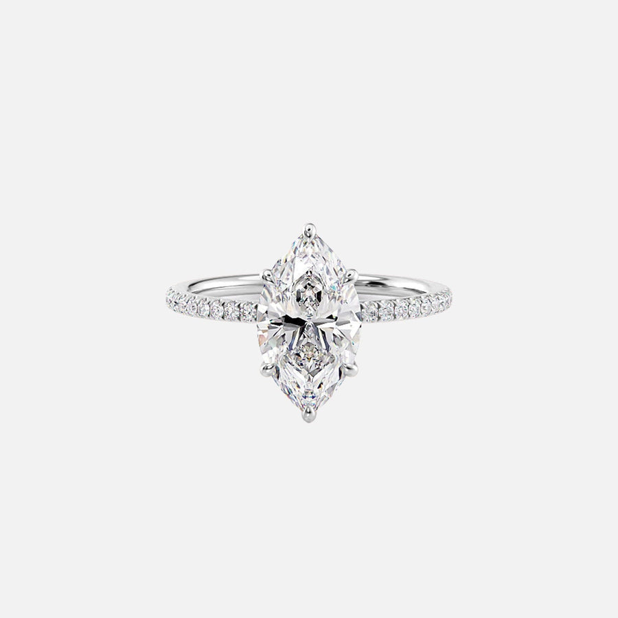  The Pave Luna Marquise Lab Diamond Ring 14k White Gold 001