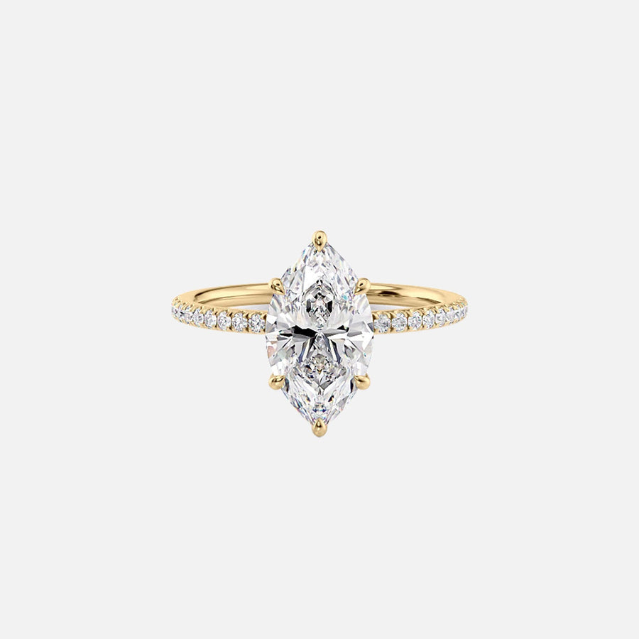  The Pave Luna Marquise Lab Diamond Ring 18k Yellow Gold 001