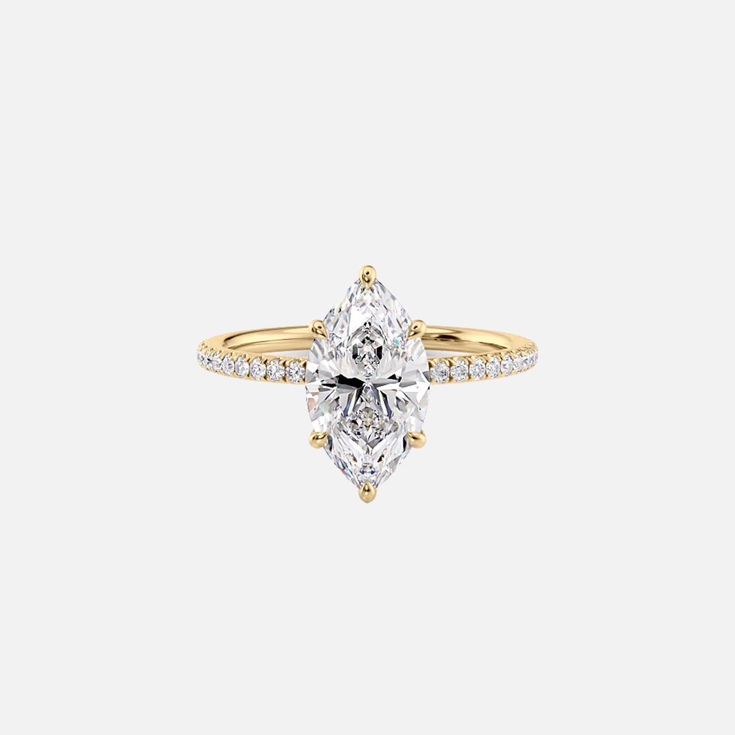 The Pave Luna Marquise Moissanite Ring 14k Yellow Gold 001