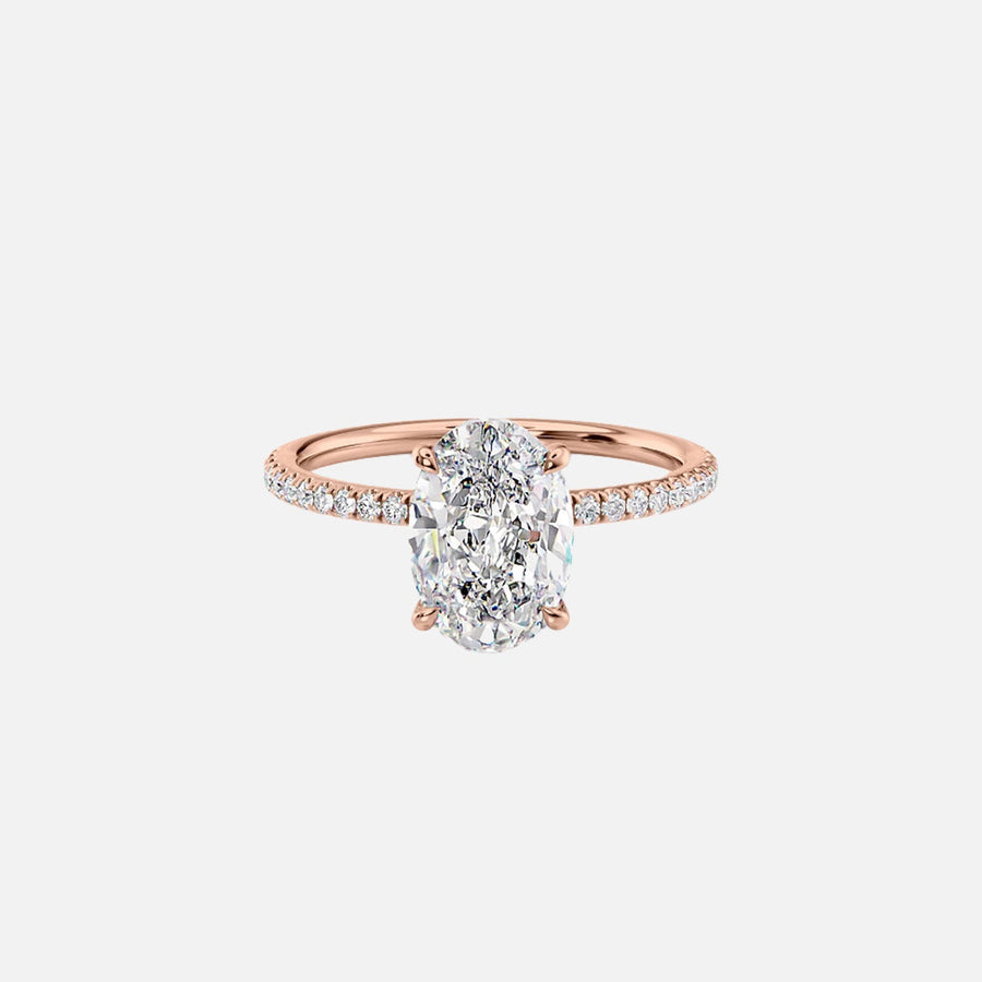  The Pave Luna Oval Lab Diamond Ring 14k Rose Gold 001