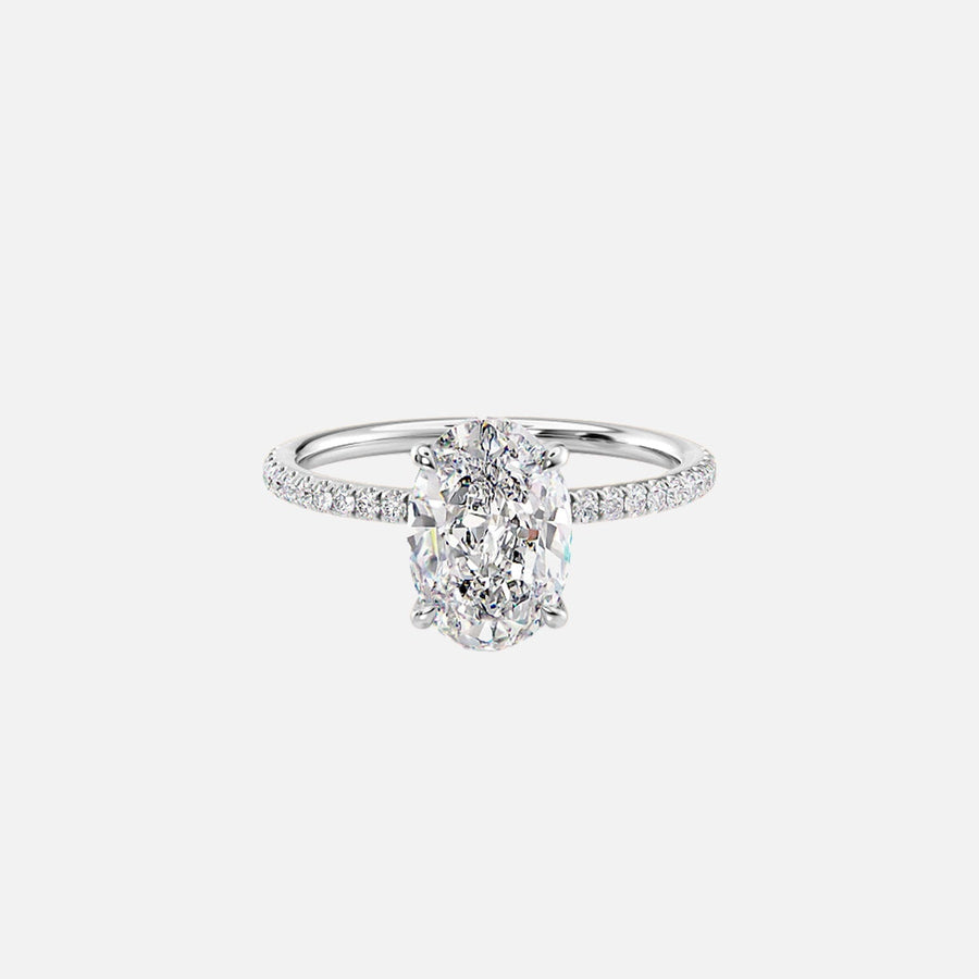  The Pave Luna Oval Lab Diamond Ring 18k White Gold 001