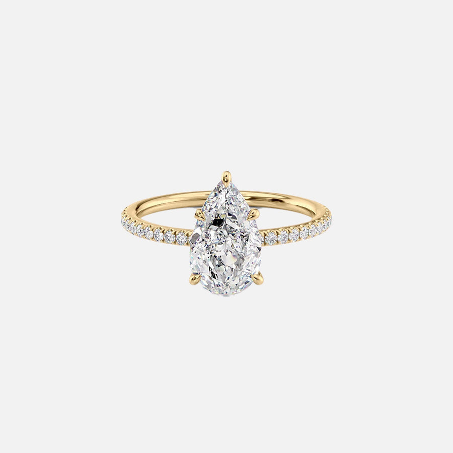 The Pave Luna Pear Lab Diamond Ring 14k Yellow Gold 001