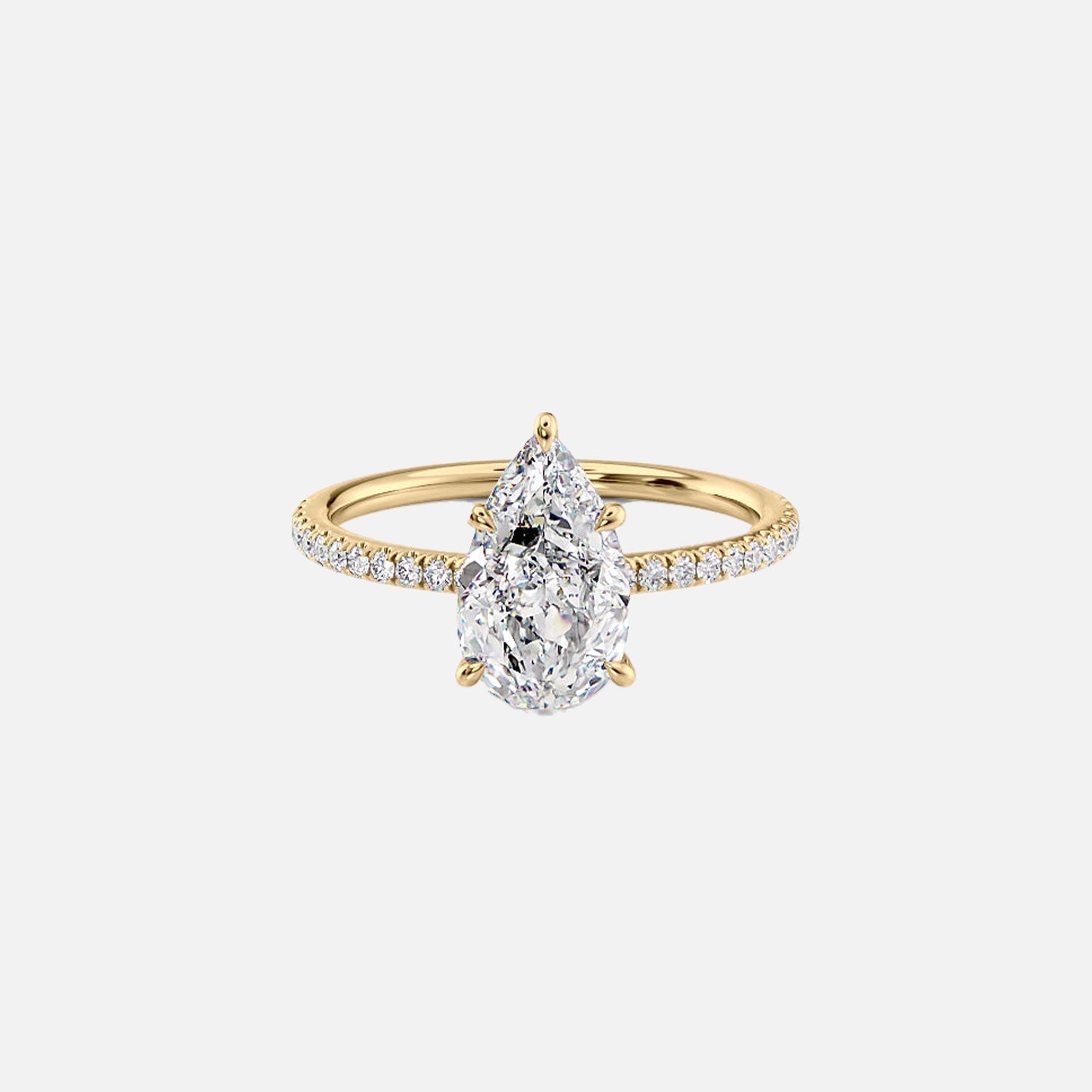 The Pave Luna Pear Moissanite Ring 14k Yellow Gold 001