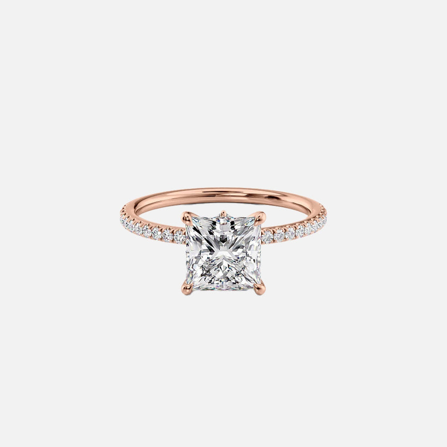  The Pave Luna Princess Lab Diamond Ring 14k Rose Gold 001