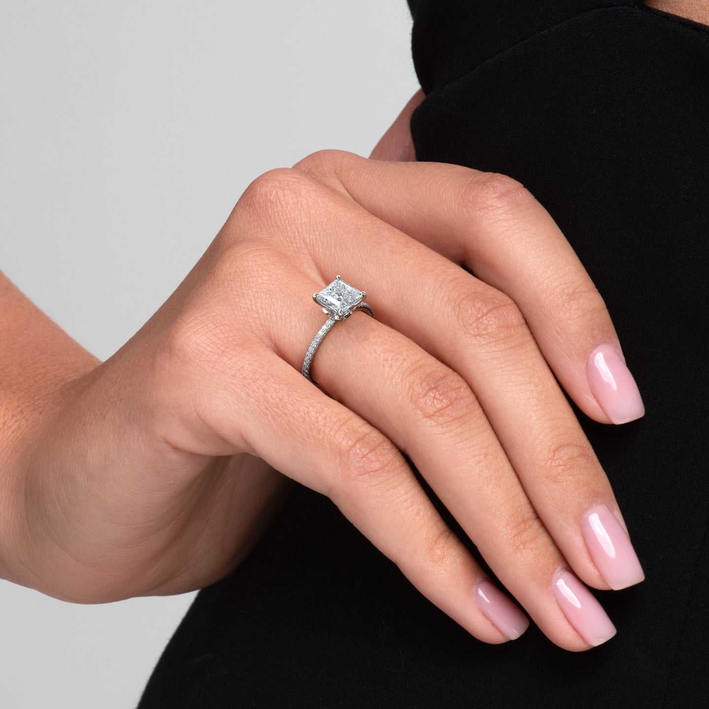 The Pave Luna Princess Lab Diamond Ring Jewelry