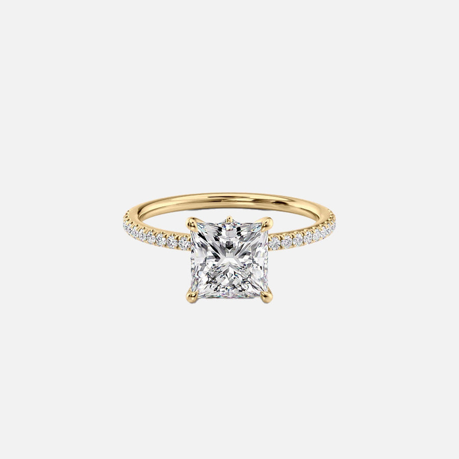 The Pave Luna Princess Lab Diamond Ring 14k Yellow Gold 001