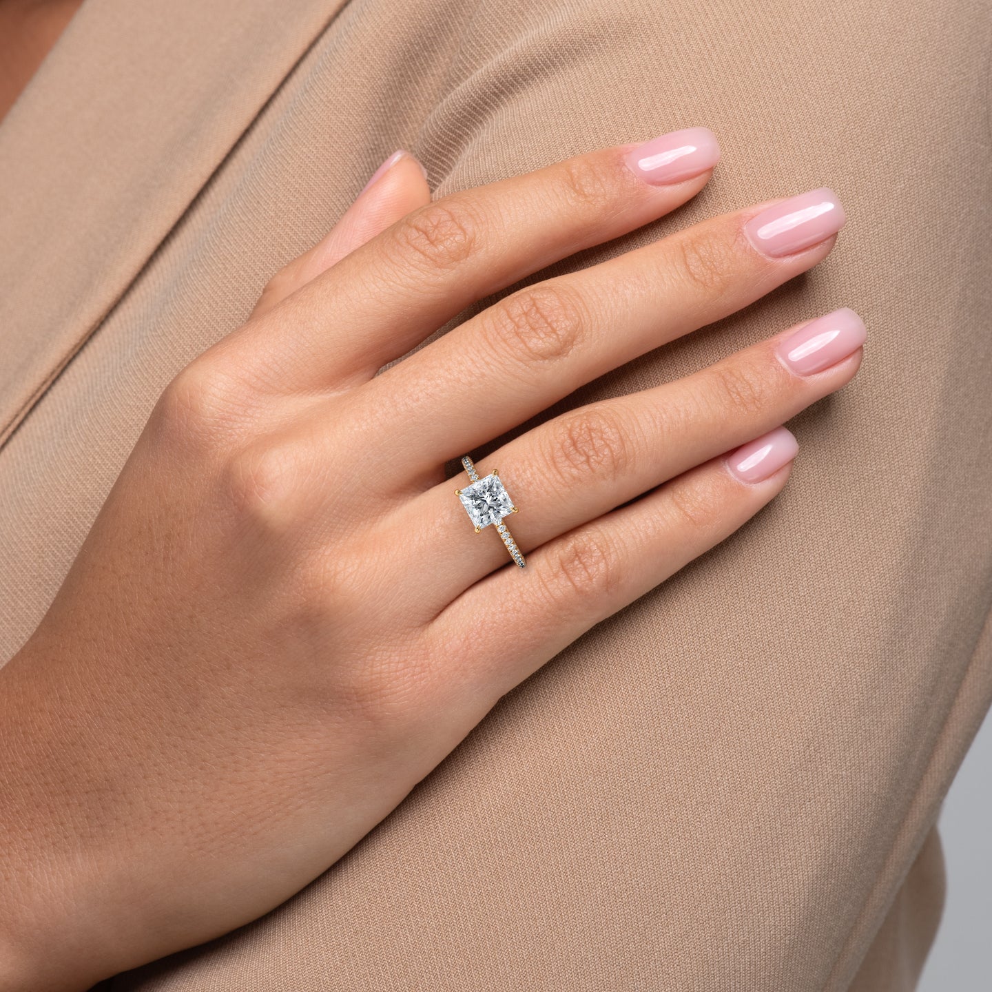 The Pave Luna Princess Lab Diamond Ring Jewelry