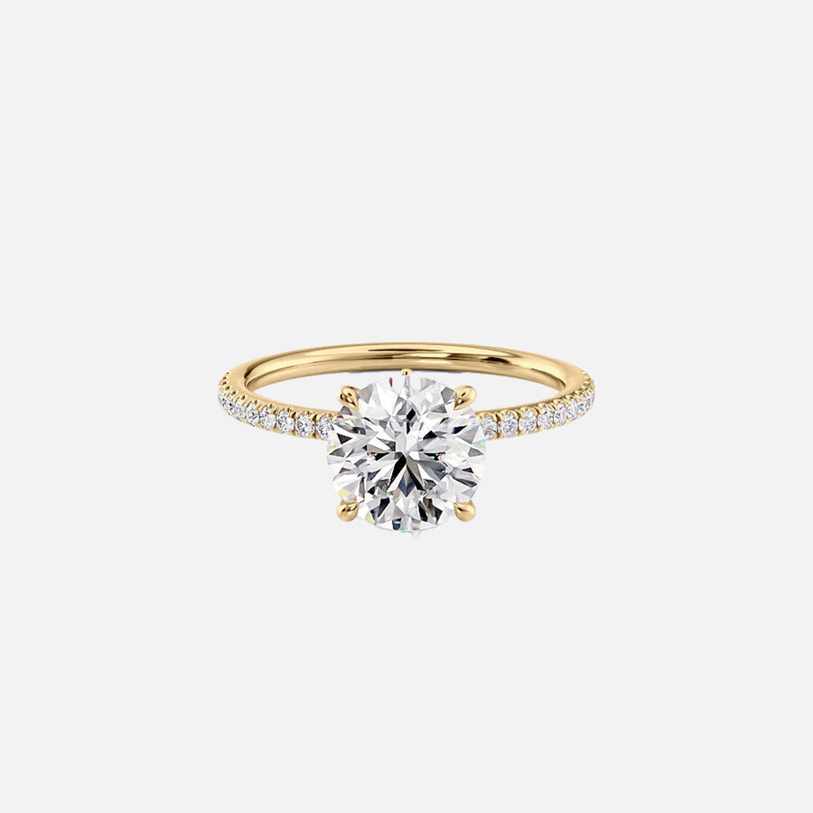 The Pave Luna Round Lab Diamond Ring 14k Yellow Gold 001