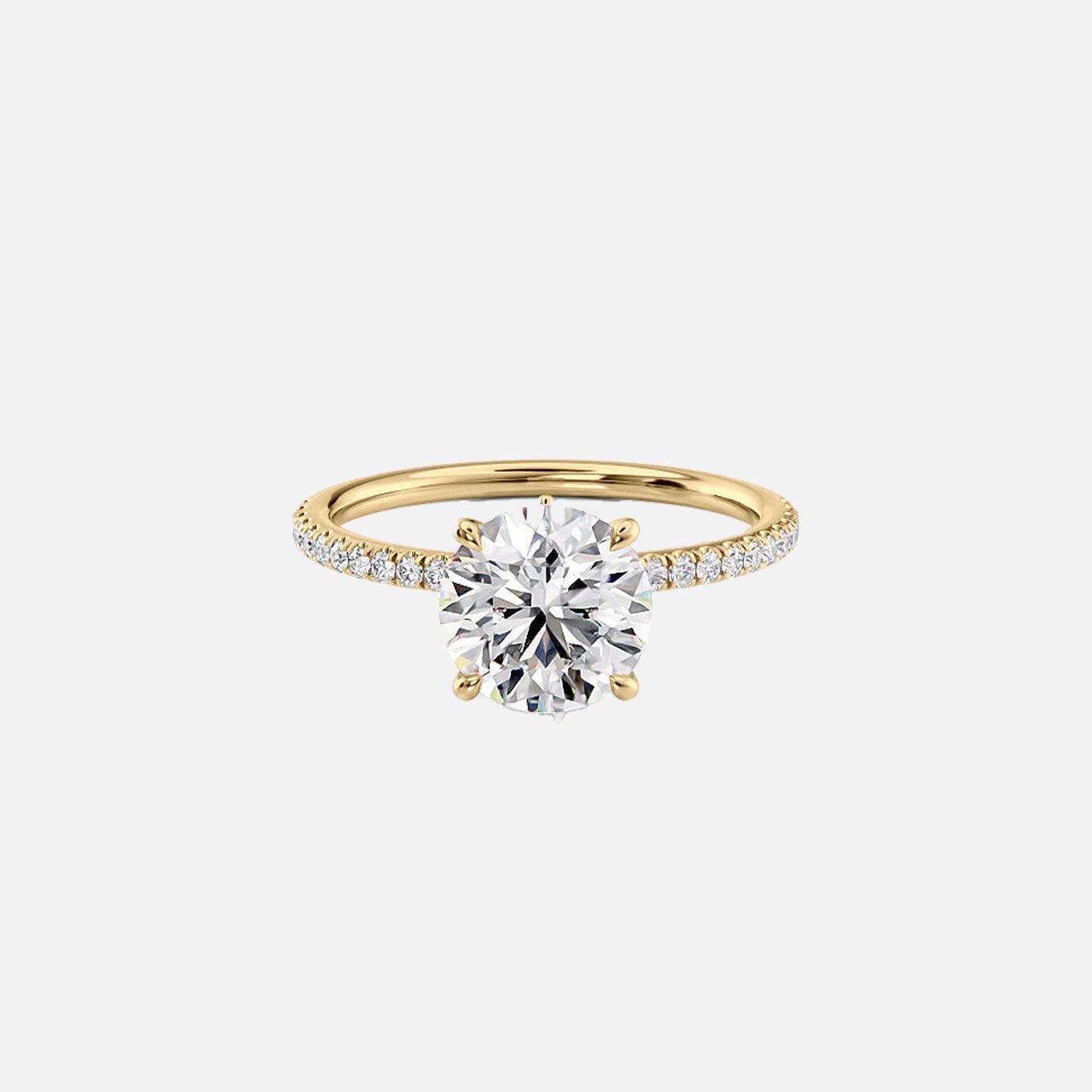 The Pave Luna Round Moissanite Ring 14k Yellow Gold 001
