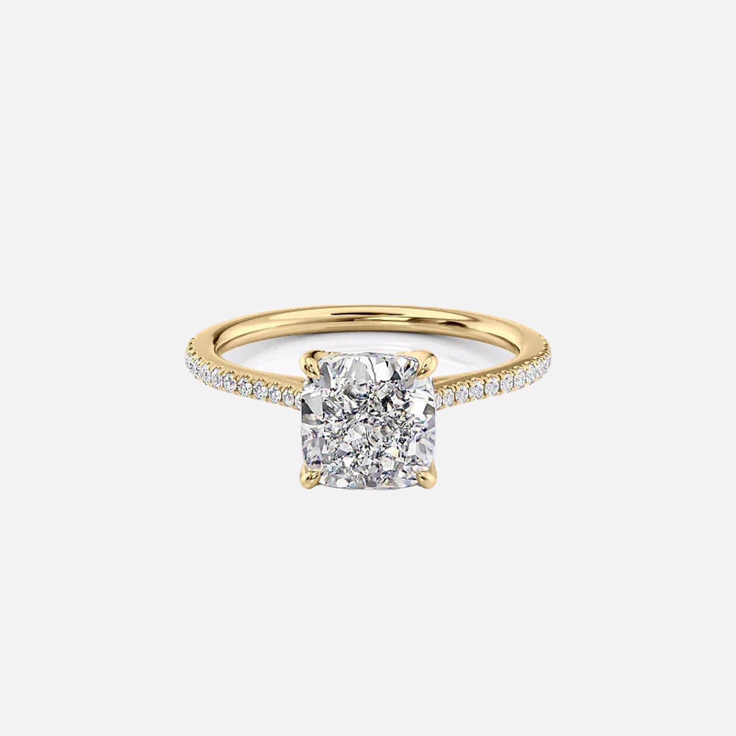 The Pave Madison Cushion Lab Diamond Ring 14k Yellow Gold 001