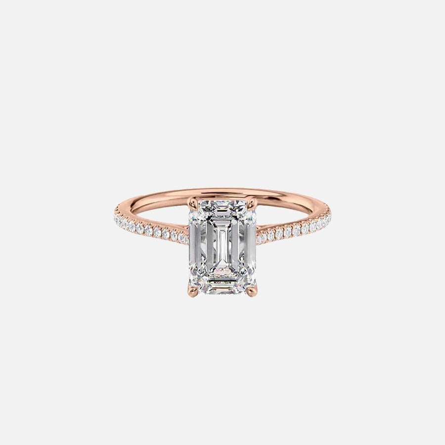  The Pave Madison Emerald Lab Diamond Ring 14k Rose Gold 001