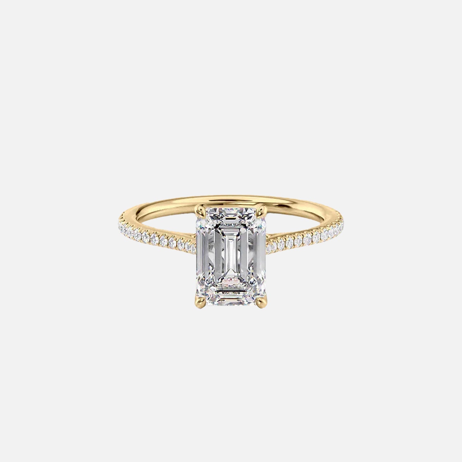 The Pave Madison Emerald Lab Diamond Ring 14k Yellow Gold 001