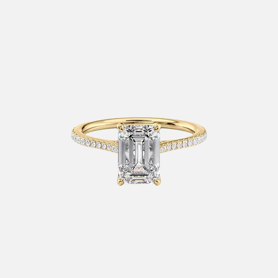 The Pave Madison Emerald Lab Diamond Ring 14k Yellow Gold 001
