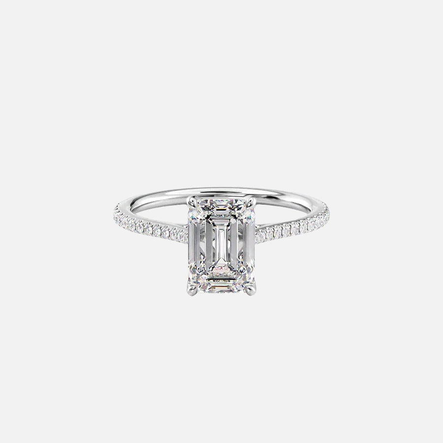  The Pave Madison Emerald Lab Diamond Ring 18k White Gold 001