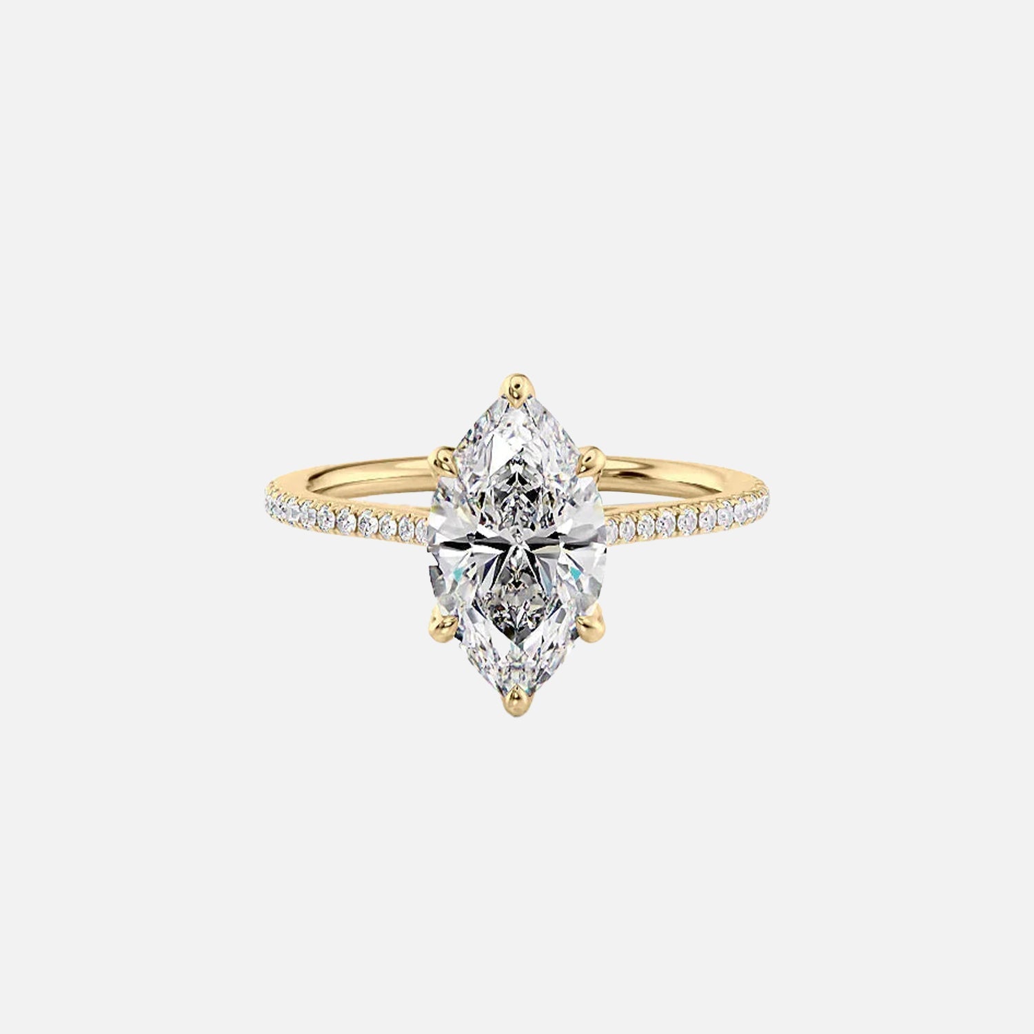 The Pave Madison Marquise Moissanite Ring 14k Yellow Gold 001