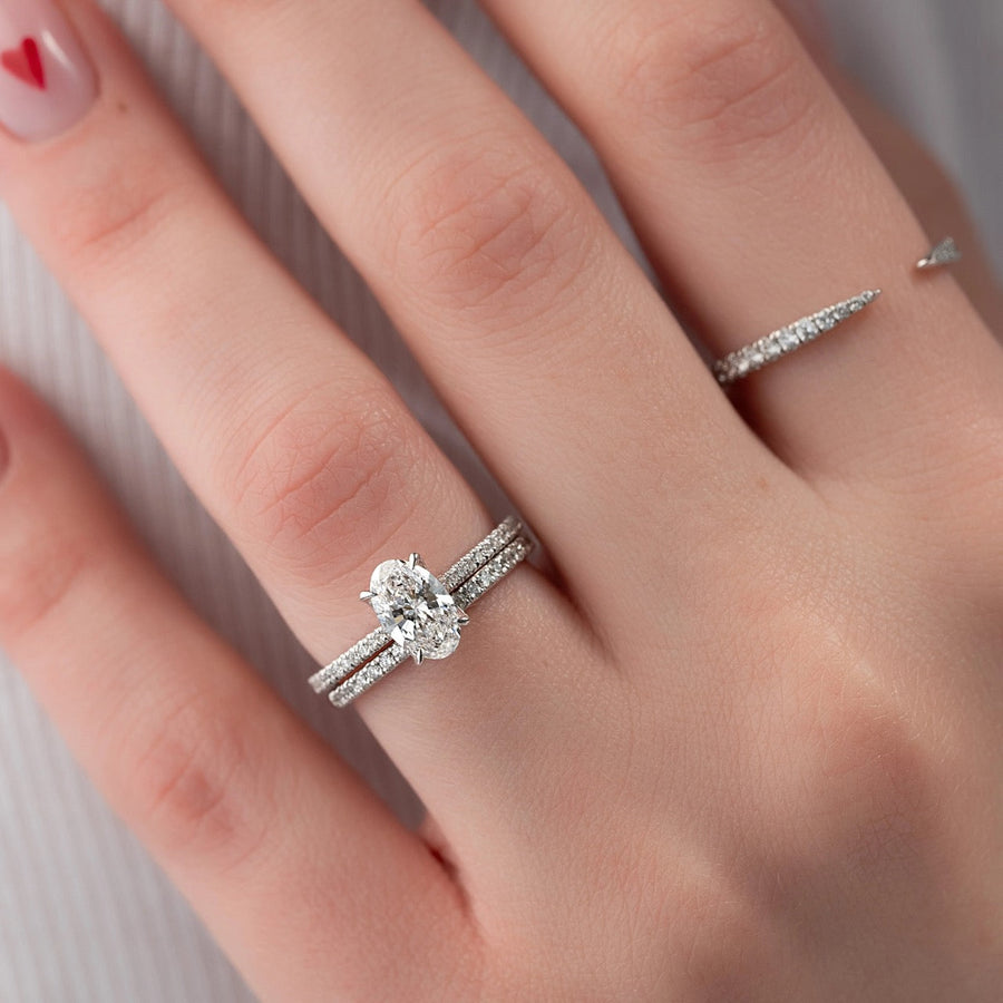 The Pave Madison Oval Moissanite Ring 18k White Gold 003