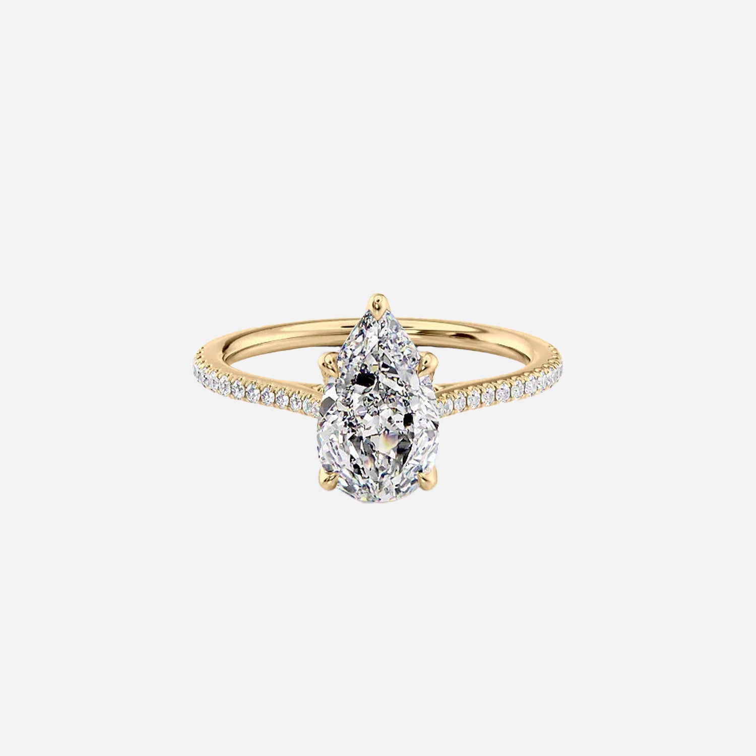 The Pave Madison Pear Moissanite Ring 14k Yellow Gold 001