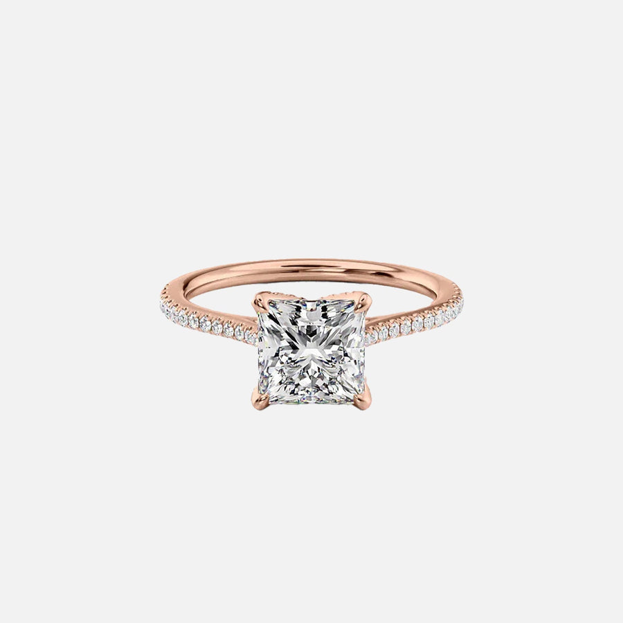  The Pave Madison Princess Moissanite Ring 14k Rose Gold 001
