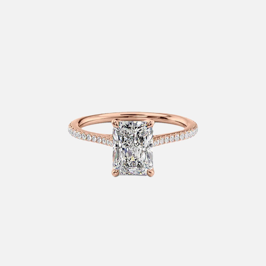  The Pave Madison Radiant Lab Diamond Ring 14k Rose Gold 001