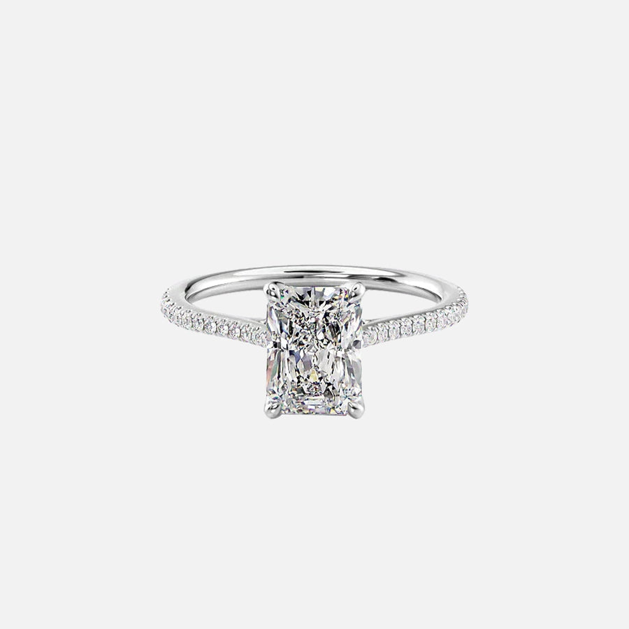  The Pave Madison Radiant Lab Diamond Ring 18k White Gold 001