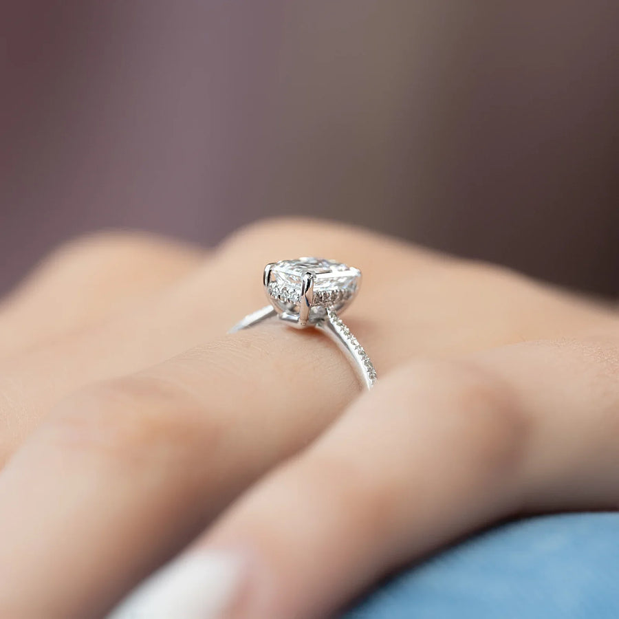  The Pave Maia Emerald Lab Diamond Ring 18k White Gold 003