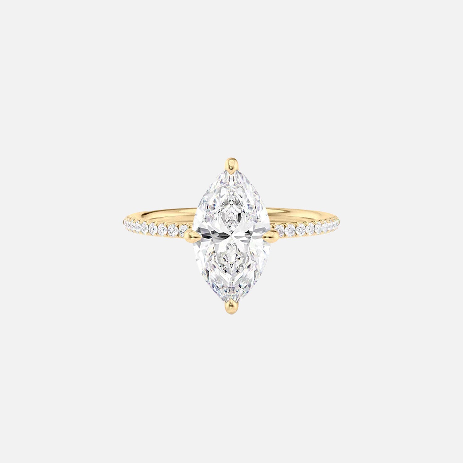 The Pave Maia Marquise Moissanite Ring 14k Yellow Gold 001