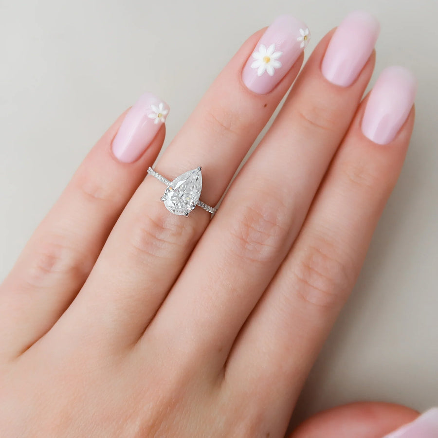  The Pave Maia Pear Moissanite Ring 18k White Gold 003