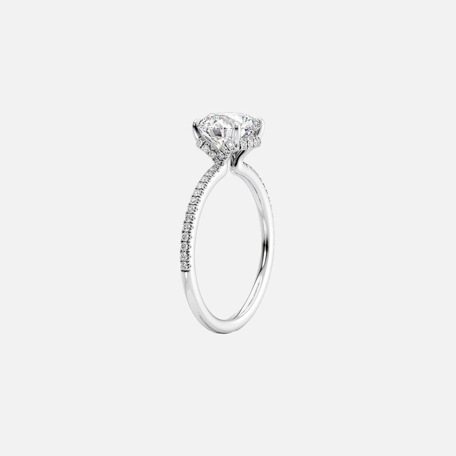 The Pave Margot Emerald Lab Diamond Ring 18k White Gold 002