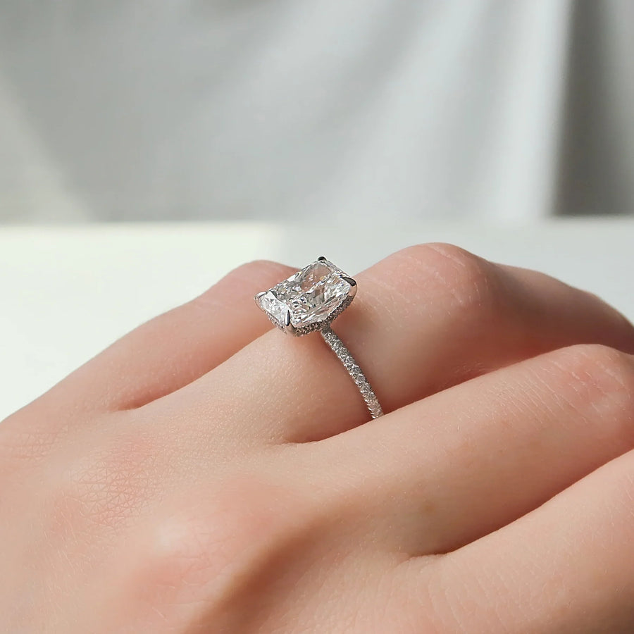  The Pave Margot Radiant Lab Diamond Ring 18k White Gold 004 Final
