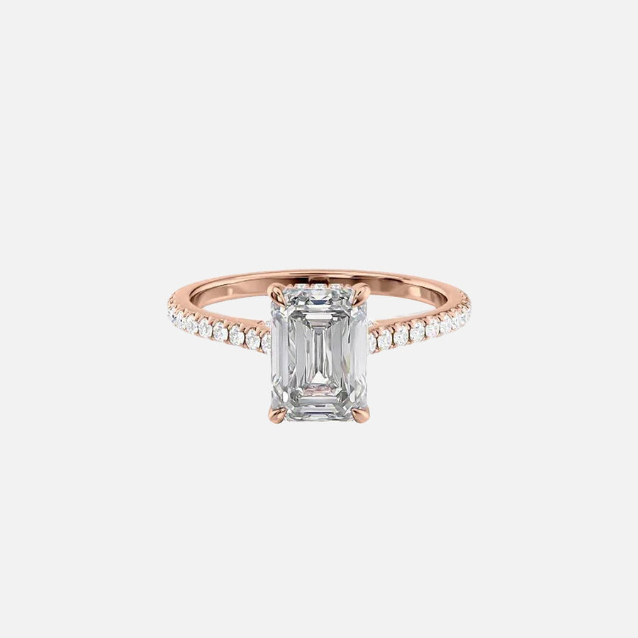  The Pave Natalie Emerald Lab Diamond Ring 14k Rose Gold 001