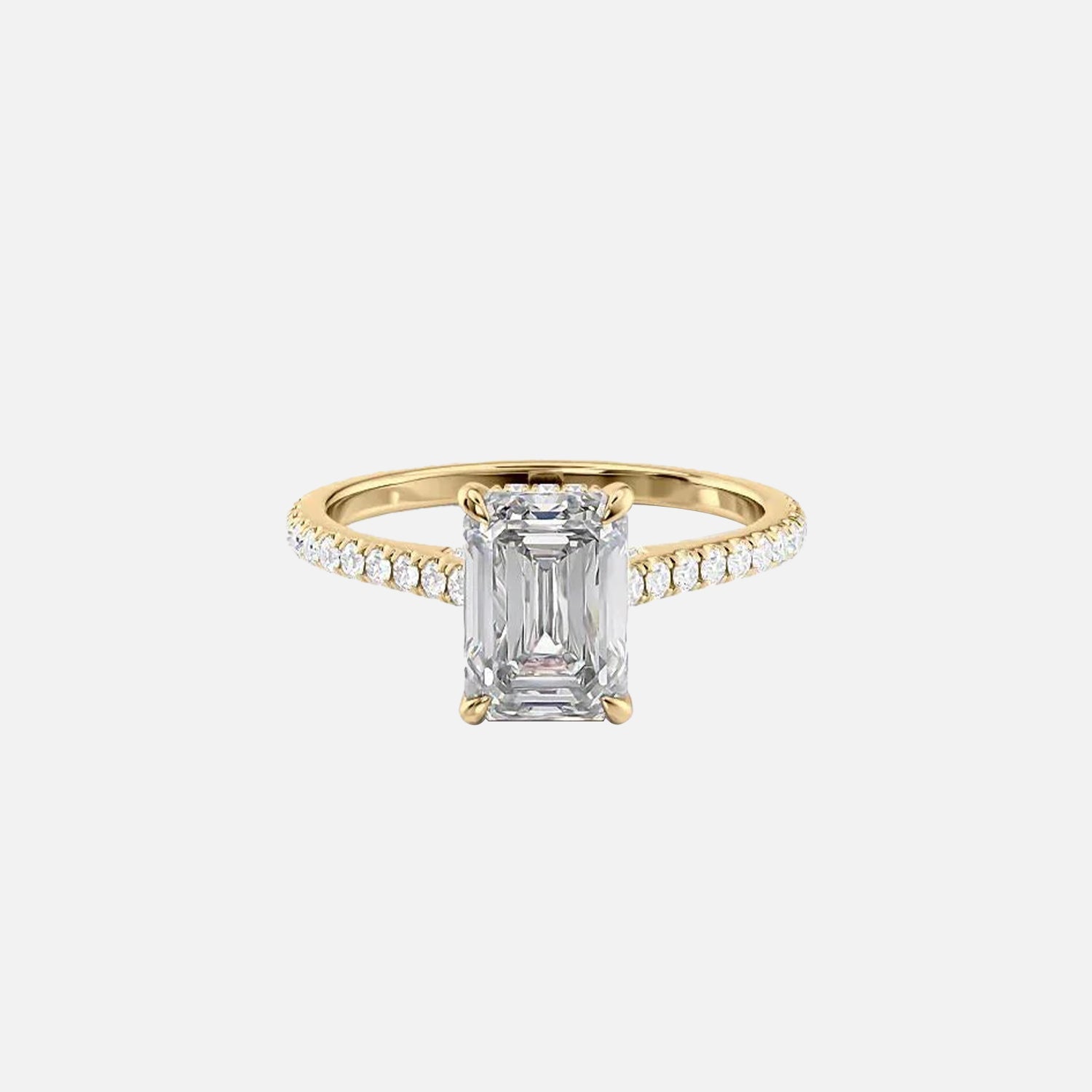 The Pave Natalie Emerald Lab Diamond Ring 14k Yellow Gold 001