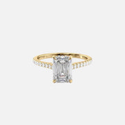The Pave Natalie Emerald Lab Diamond Ring 14k Yellow Gold 001