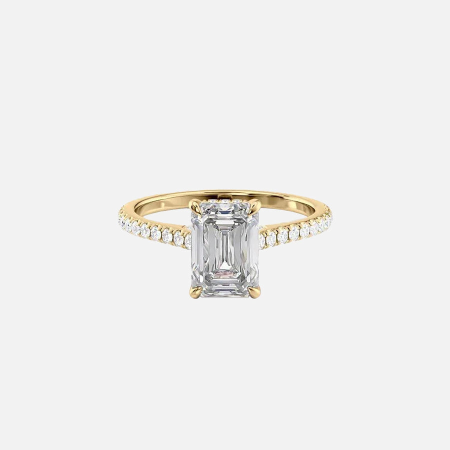 The Pave Natalie Emerald Lab Diamond Ring 14k Yellow Gold 001