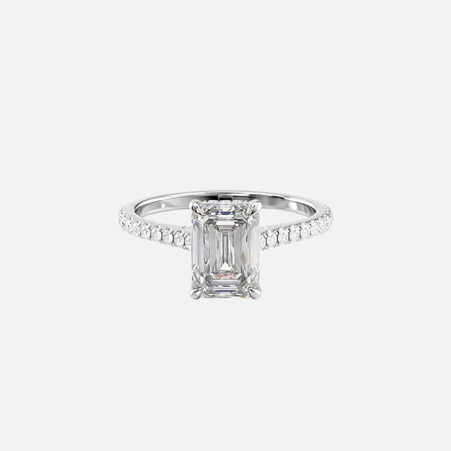  The Pave Natalie Emerald Lab Diamond Ring 18k White Gold 001